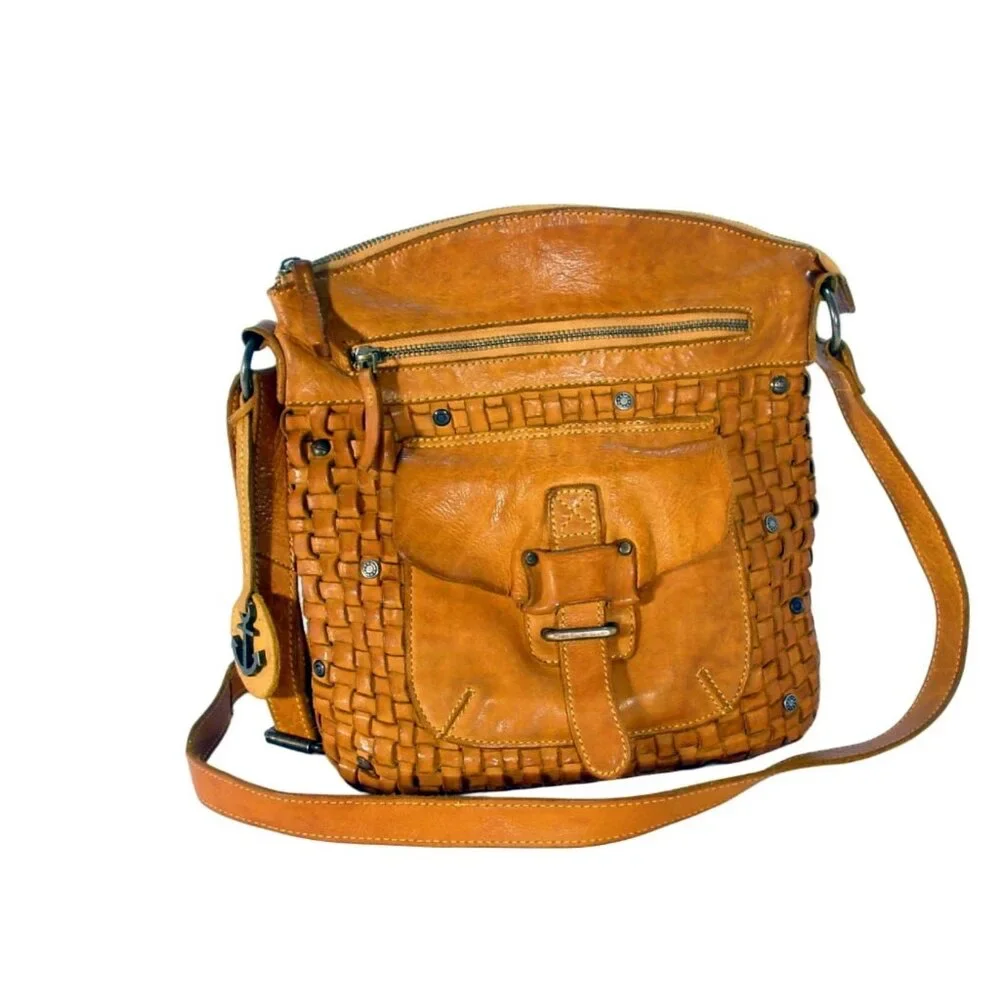 HARBOUR 2nd $200 Distressed Woven/Braided Leather Crossbody Bag - Picture 8 of 8